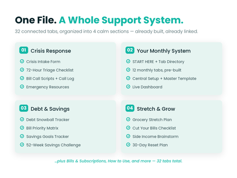 Budget Spreadsheet for Debt Payoff & Savings | Financial Resilience Planner | Excel & Google Sheets | 32-Tab All-in-One Budget System
